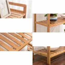 SensaHome Badkamerrek - Bamboe Design – Badkamerkast Met 5 Planken -Badkamer Wijs 1200x1200 4007