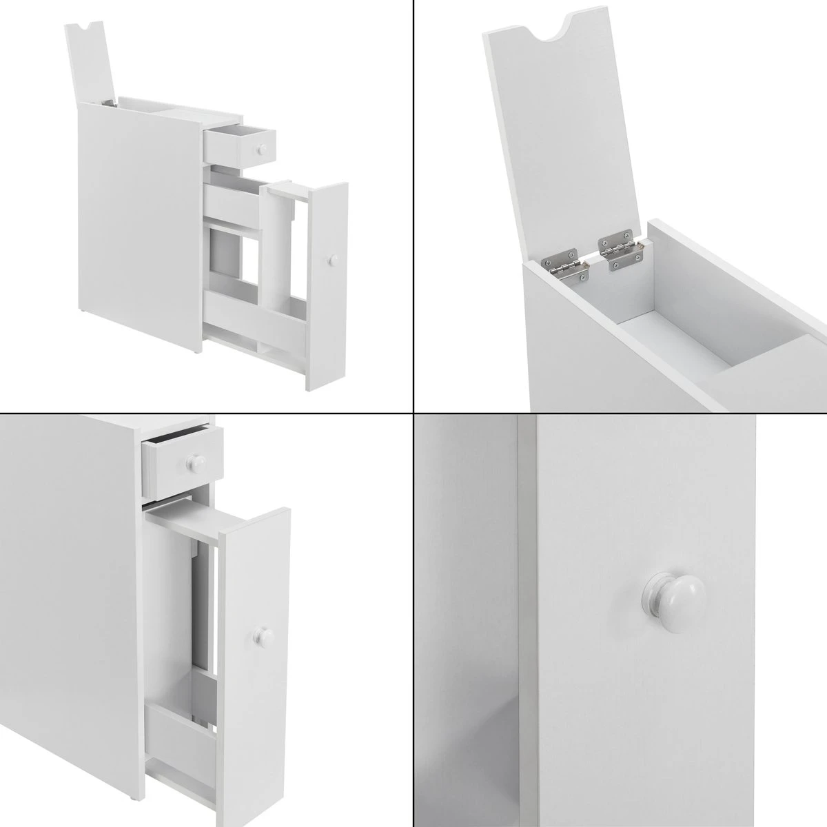 Niskast Badkamerkast Met 2 Lades 58x16x48 Cm Wit 5 Niskast Badkamerkast Met 2 Lades 58x16x48 Cm Wit - Afbeelding 3