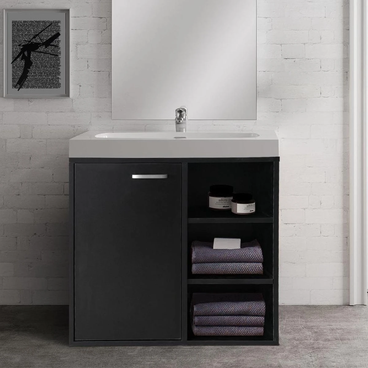 Wastafel Onderkast - Badkamermeubel - Zwart 5 Wastafel Onderkast - Badkamermeubel - Zwart - Afbeelding 3