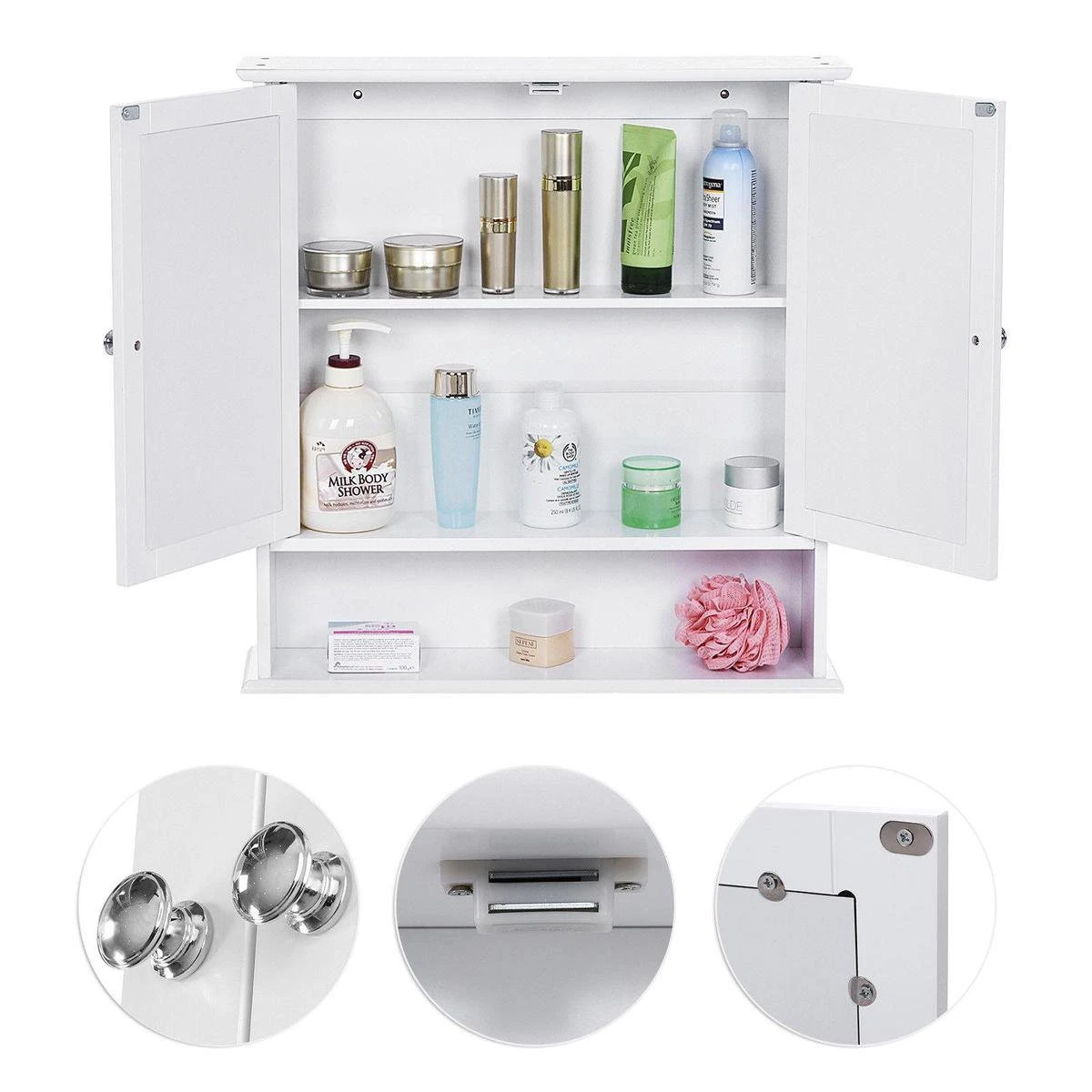 Songmics Badkamer Spiegel Kast - Medicijnkast - Badkamerkast Hangkast - Opbergkast Hangend Wit 6 Songmics Badkamer Spiegel Kast - Medicijnkast - Badkamerkast Hangkast - Opbergkast Hangend Wit - Afbeelding 4