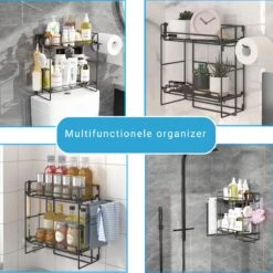 AlShiha®WC Rek - Toiletrolhouder - Badkamer Rek - Zelfklevend (zonder Boren) - Wc Rolhouder - Doucherek Hangend- Badkamerrek - Doucherek - Doucherek Zonder Boren - Toiletrolhouder - Toiletrolhouder Met Plankje -Badkamer Wijs 1200x1200 4047