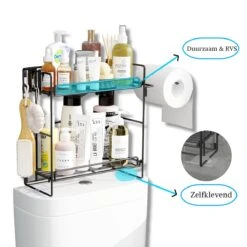 AlShiha®WC Rek - Toiletrolhouder - Badkamer Rek - Zelfklevend (zonder Boren) - Wc Rolhouder - Doucherek Hangend- Badkamerrek - Doucherek - Doucherek Zonder Boren - Toiletrolhouder - Toiletrolhouder Met Plankje -Badkamer Wijs 1200x1200 4048