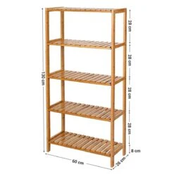 Badkamer Rek Met 5 Etages - Opbergrek Met Verstelbare Planken - 130 Cm Hoog En 60 Cm Breed - Bamboe 9 Badkamer Rek Met 5 Etages - Opbergrek Met Verstelbare Planken - 130 Cm Hoog En 60 Cm Breed - Bamboe -Badkamer Wijs 1200x1200 4063