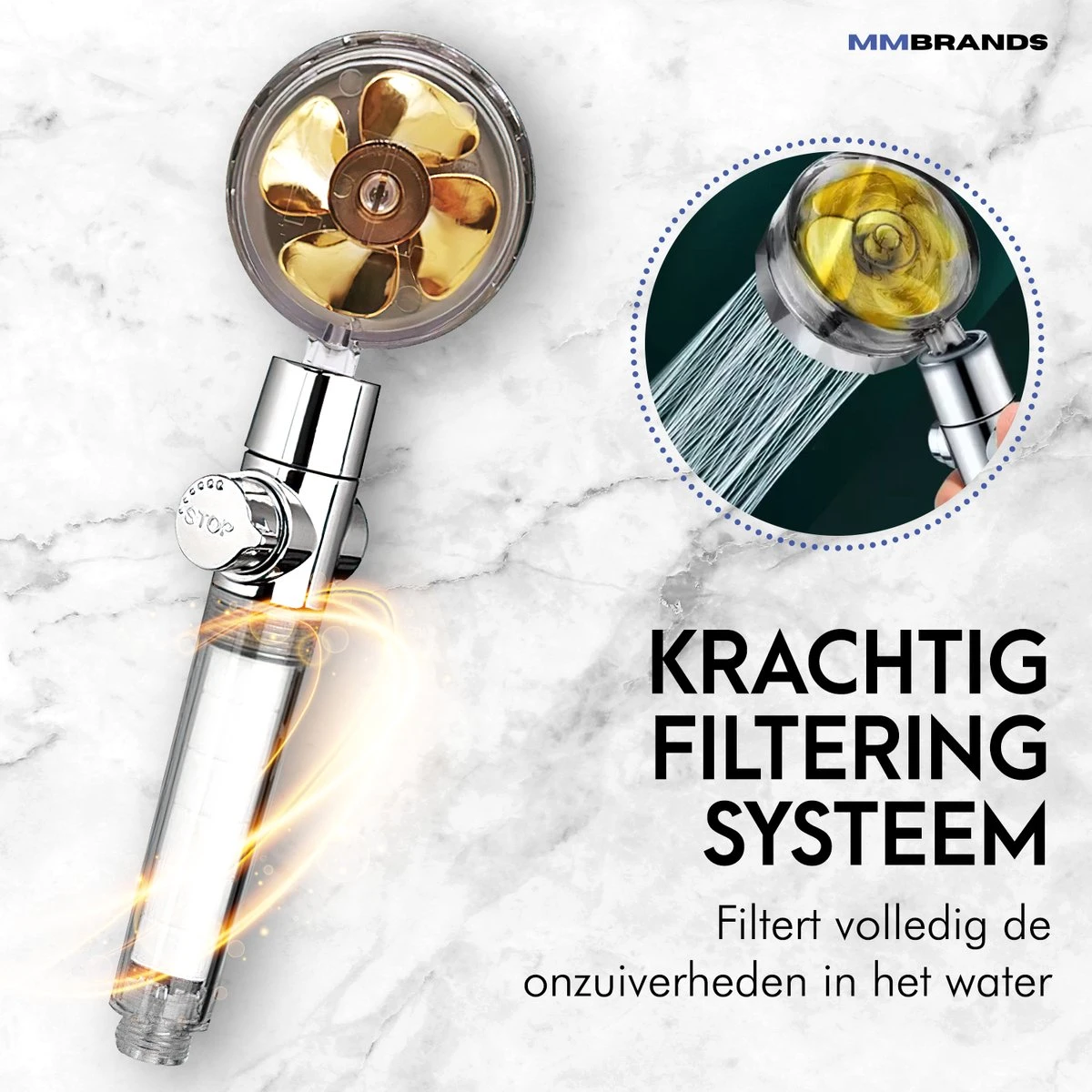 MM Brands Waterbesparende Douchekop - Handdouche Met Hoge Druk - Regendouche Waterbesparend 4 MM Brands Waterbesparende Douchekop - Handdouche Met Hoge Druk - Regendouche Waterbesparend - Afbeelding 2