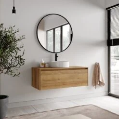 Badkamermeubel Jelsey 100 Cm Eiken - Met Waskom -Badkamer Wijs 1200x1200 4102