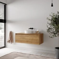 Badkamermeubel Jelsey 100 Cm Eiken - Met Waskom -Badkamer Wijs 1200x1200 4103