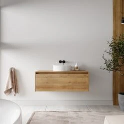 Badkamermeubel Jelsey 100 Cm Eiken - Met Waskom -Badkamer Wijs 1200x1200 4104