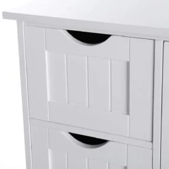 Badkamer Kolom Kast Met 4 Lades En Kastje - Verstelbaar Binnenin - 55x30x81cm - MDF - Wit -Badkamer Wijs 1200x1200 4114