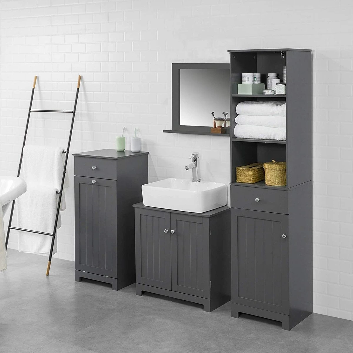 Mara Wastafel Onderkast - Badkamerkast - Wastafelmeubel - Badkamermeubel - Praktisch - Donkergrijs - MDF - 60 X 29 X 60 Cm 8 Mara Wastafel Onderkast - Badkamerkast - Wastafelmeubel - Badkamermeubel - Praktisch - Donkergrijs - MDF - 60 X 29 X 60 Cm - Afbeelding 6