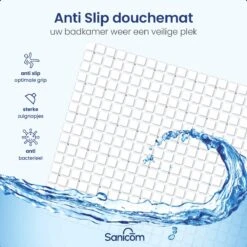 Merkloos Douchemat - Badmat Antislip - Antislipmat Douche - Antislipmat Bad - ​​Schimmelbestendig - Met Zuignappen - Wasbaar - Wit -Badkamer Wijs 1200x1200 4139