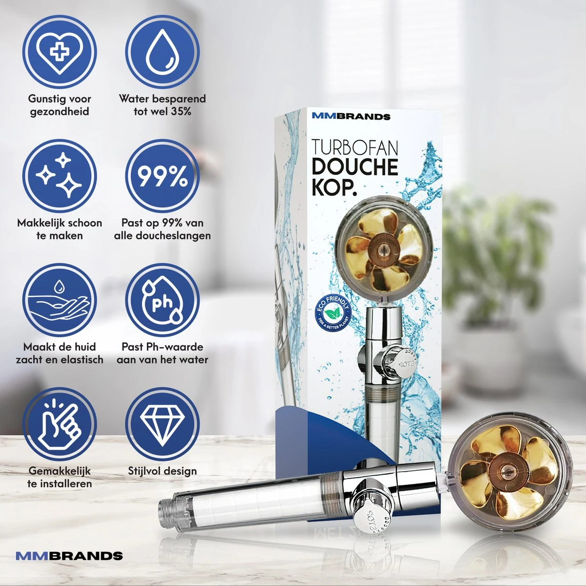 MM Brands Waterbesparende Douchekop - Handdouche Met Hoge Druk - Regendouche Waterbesparend 10 MM Brands Waterbesparende Douchekop - Handdouche Met Hoge Druk - Regendouche Waterbesparend - Afbeelding 8