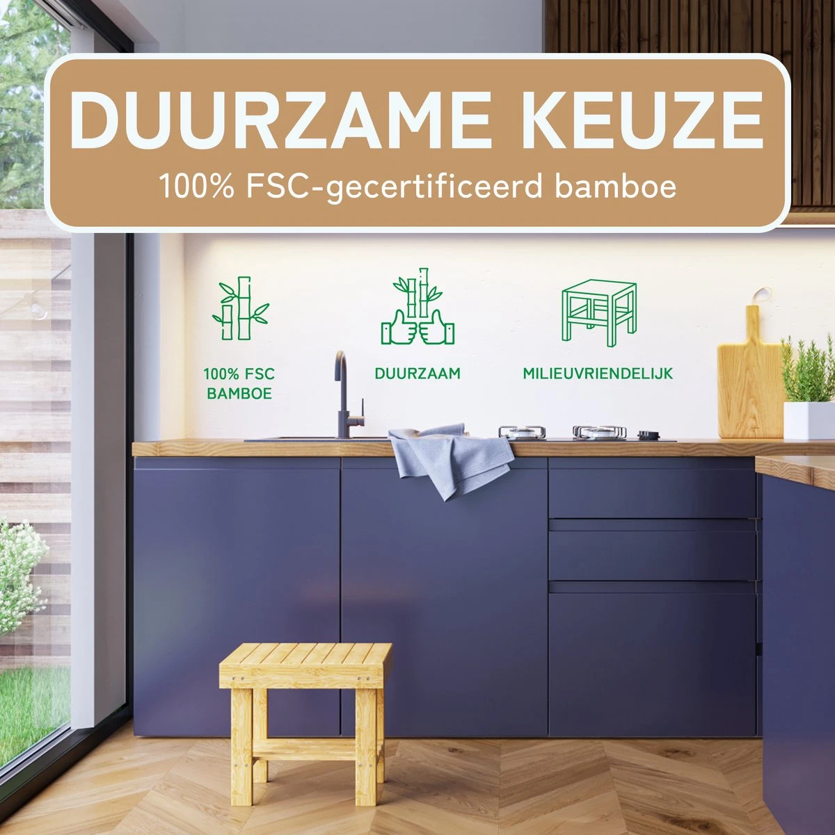 Bamboe Design Douchekruk - Opstapkrukje - Kruk Bamboe - Opstapje - Plantenstandaard 4 Bamboe Design Douchekruk - Opstapkrukje - Kruk Bamboe - Opstapje - Plantenstandaard - Afbeelding 2