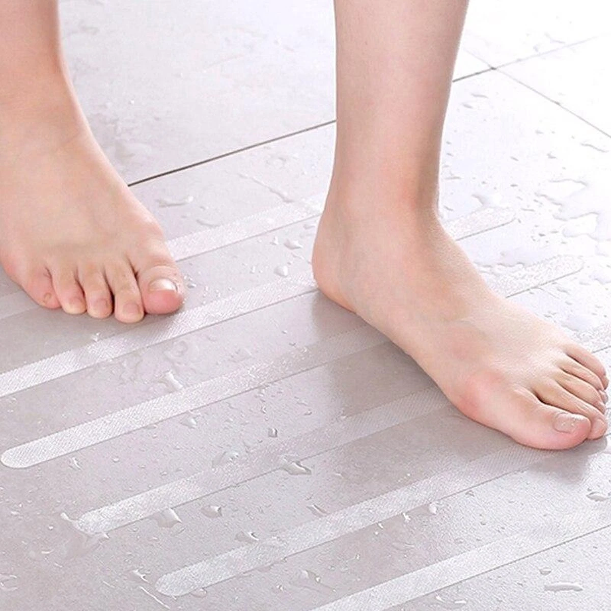 Anti Slip Stickers - 6 STUKS - Badkamer Antislip Strips - 20 X 2 Cm - Anti-Slip Sticker - Trappenhuis - Zelfklevend - Waterdicht - Transparant 4 Anti Slip Stickers - 6 STUKS - Badkamer Antislip Strips - 20 X 2 Cm - Anti-Slip Sticker - Trappenhuis - Zelfklevend - Waterdicht - Transparant - Afbeelding 2