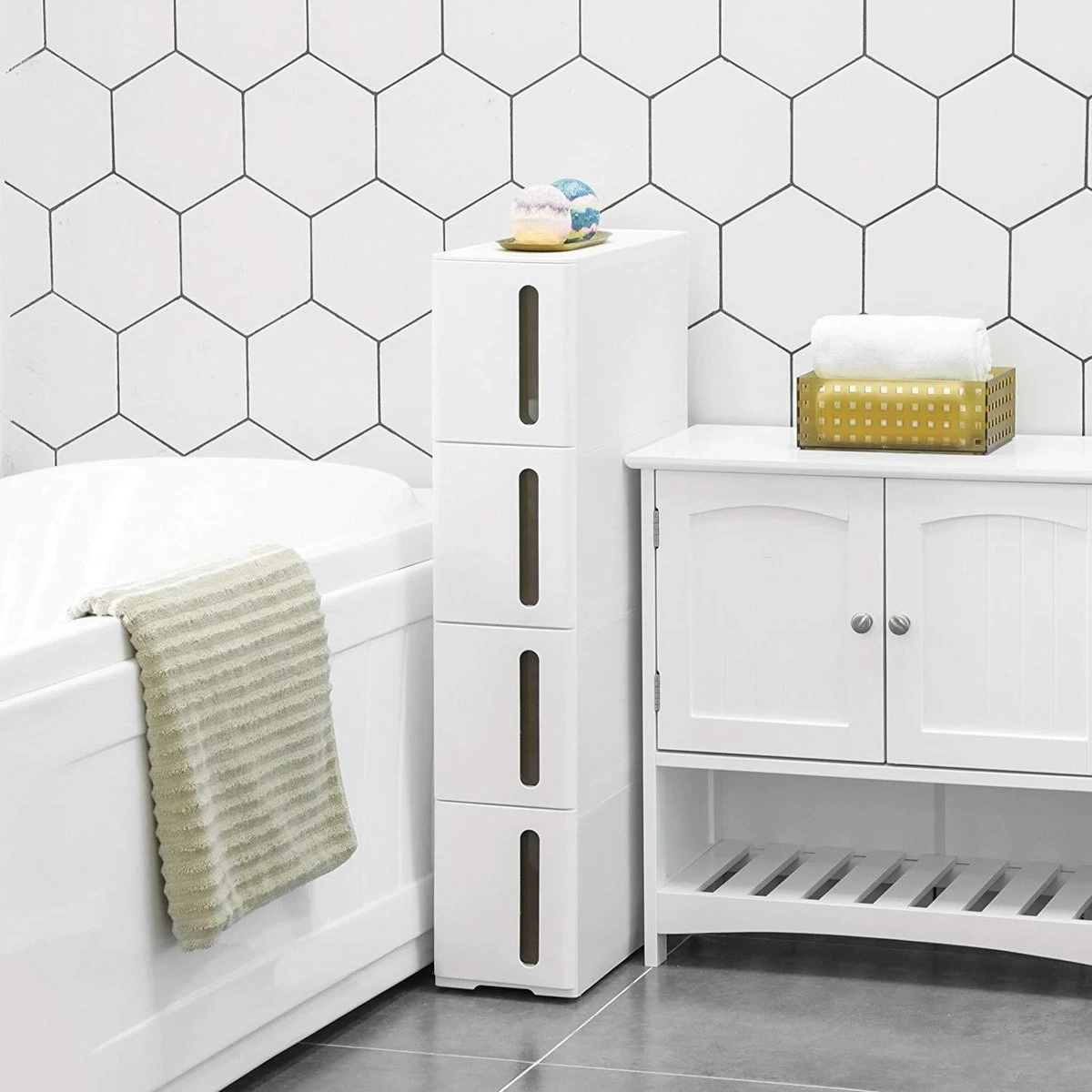 Smal Badkamer Kastje - Trolley Met 4 Lades 6 Smal Badkamer Kastje - Trolley Met 4 Lades - Afbeelding 4