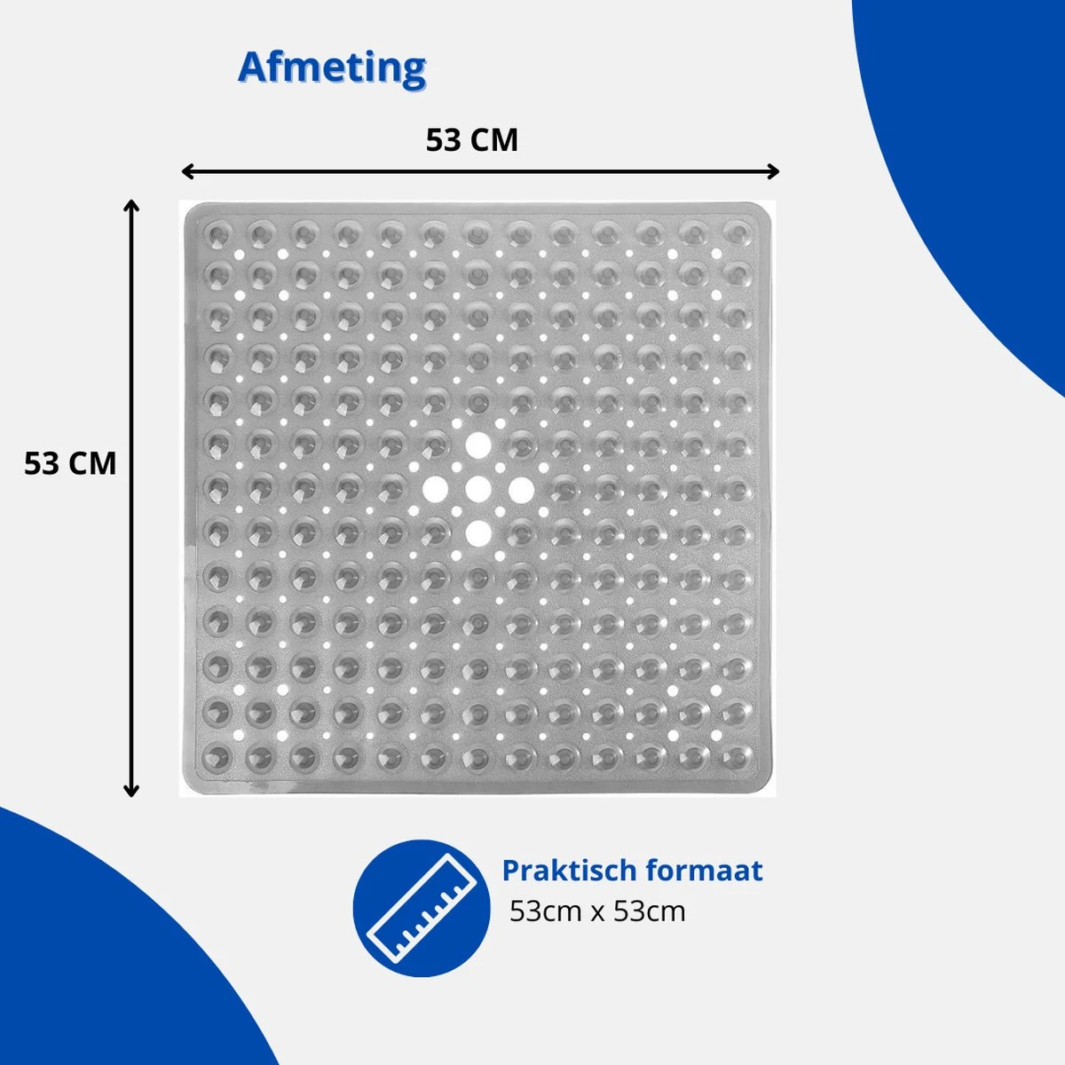 Douchemat - Antislipmat - Douchemat Antislip - Badmat - Badmat Antislip - Grijs - Antislipmat Douche - 53cm X 53cm - BPA Vrij - Antibacterieel - Antislip - Wasbaar- EJC Products 4 Douchemat - Antislipmat - Douchemat Antislip - Badmat - Badmat Antislip - Grijs - Antislipmat Douche - 53cm X 53cm - BPA Vrij - Antibacterieel - Antislip - Wasbaar- EJC Products - Afbeelding 2
