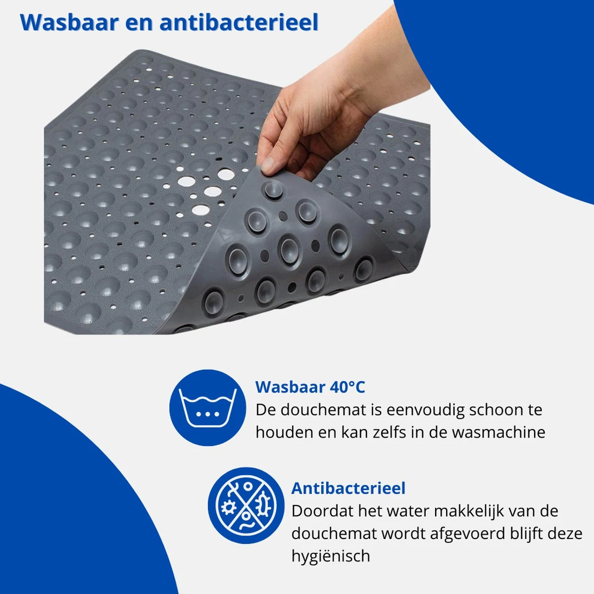 Douchemat - Antislipmat - Douchemat Antislip - Badmat - Badmat Antislip - Grijs - Antislipmat Douche - 53cm X 53cm - BPA Vrij - Antibacterieel - Antislip - Wasbaar- EJC Products 7 Douchemat - Antislipmat - Douchemat Antislip - Badmat - Badmat Antislip - Grijs - Antislipmat Douche - 53cm X 53cm - BPA Vrij - Antibacterieel - Antislip - Wasbaar- EJC Products - Afbeelding 5