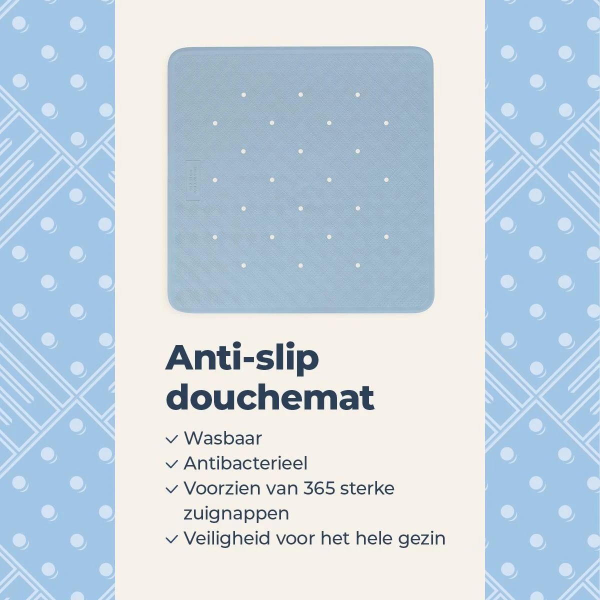 Douchemat Antislip Blauw - 53 X 53 Cm - Antislipmat Douche - Badmat 6 Douchemat Antislip Blauw - 53 X 53 Cm - Antislipmat Douche - Badmat - Afbeelding 4