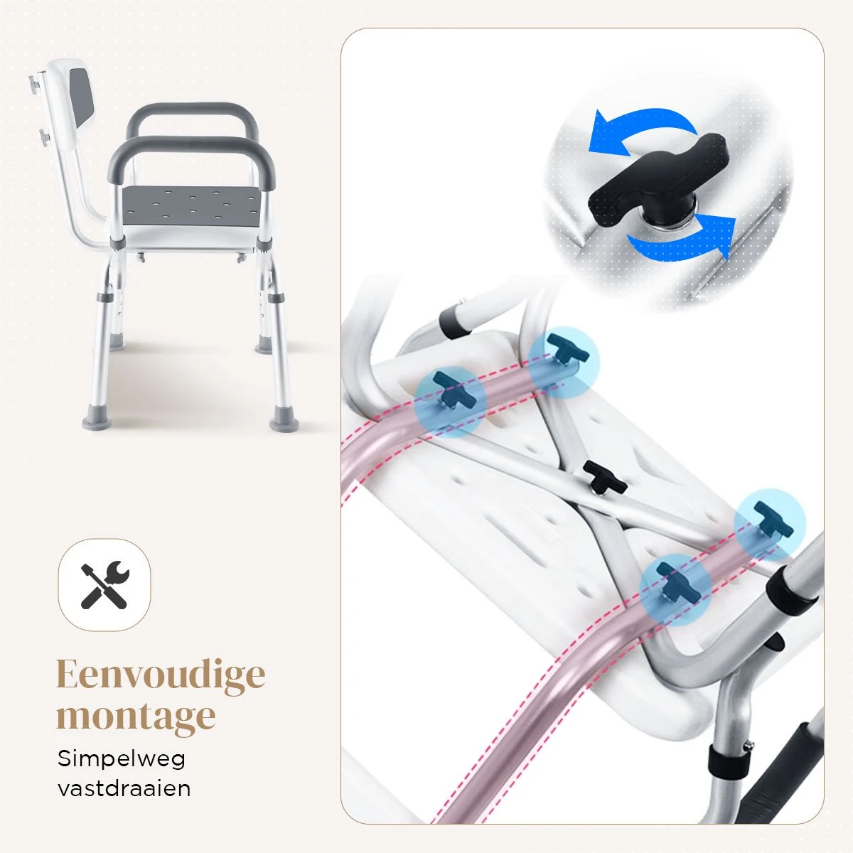 BY JRM Douchestoel En Douchekruk Met Afneembare Rugleuning En Armleuning – 30 Dagen Uitproberen - Anti Slip – Verstelbare Hoogte - Douchekrukje - Grijs 12 BY JRM Douchestoel En Douchekruk Met Afneembare Rugleuning En Armleuning – 30 Dagen Uitproberen - Anti Slip – Verstelbare Hoogte - Douchekrukje - Grijs - Afbeelding 10