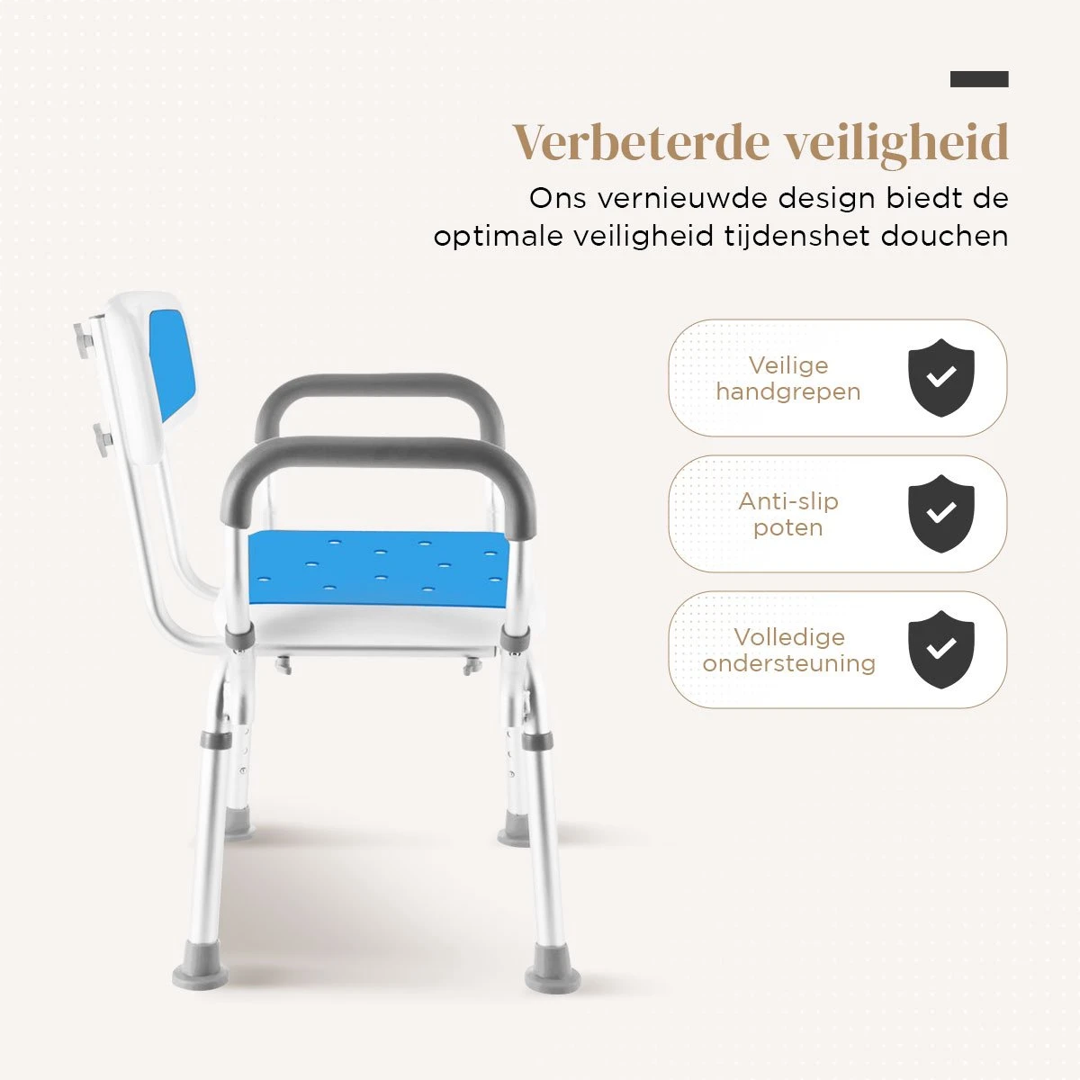 BY JRM Douchestoel En Douchekruk Met Afneembare Rugleuning En Armleuning – 30 Dagen Uitproberen -anti Slip – Verstelbare Hoogte - Douchekrukje - Blauw 7 BY JRM Douchestoel En Douchekruk Met Afneembare Rugleuning En Armleuning – 30 Dagen Uitproberen -anti Slip – Verstelbare Hoogte - Douchekrukje - Blauw - Afbeelding 5
