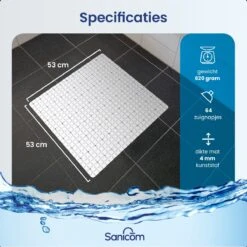 Merkloos Douchemat - Antislip Mat - Antislipmat Douche - Badmat - ​​Schimmelbestendig - Met Zuignappen - Wasbaar - Wit -Badkamer Wijs 1200x1200 4256