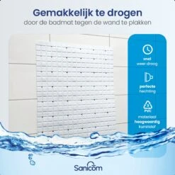 Merkloos Douchemat - Antislip Mat - Antislipmat Douche - Badmat - ​​Schimmelbestendig - Met Zuignappen - Wasbaar - Wit -Badkamer Wijs 1200x1200 4257