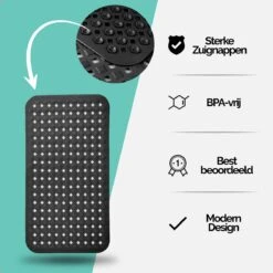 The Original - Douchemat Antislip - Zwart - 88x40cm - Antislipmat Badmat Voor Bad & Douche - Anti Slip Mat Met Zuignappen 22 The Original - Douchemat Antislip - Zwart - 88x40cm - Antislipmat Badmat Voor Bad & Douche - Anti Slip Mat Met Zuignappen -Badkamer Wijs 1200x1200 4281