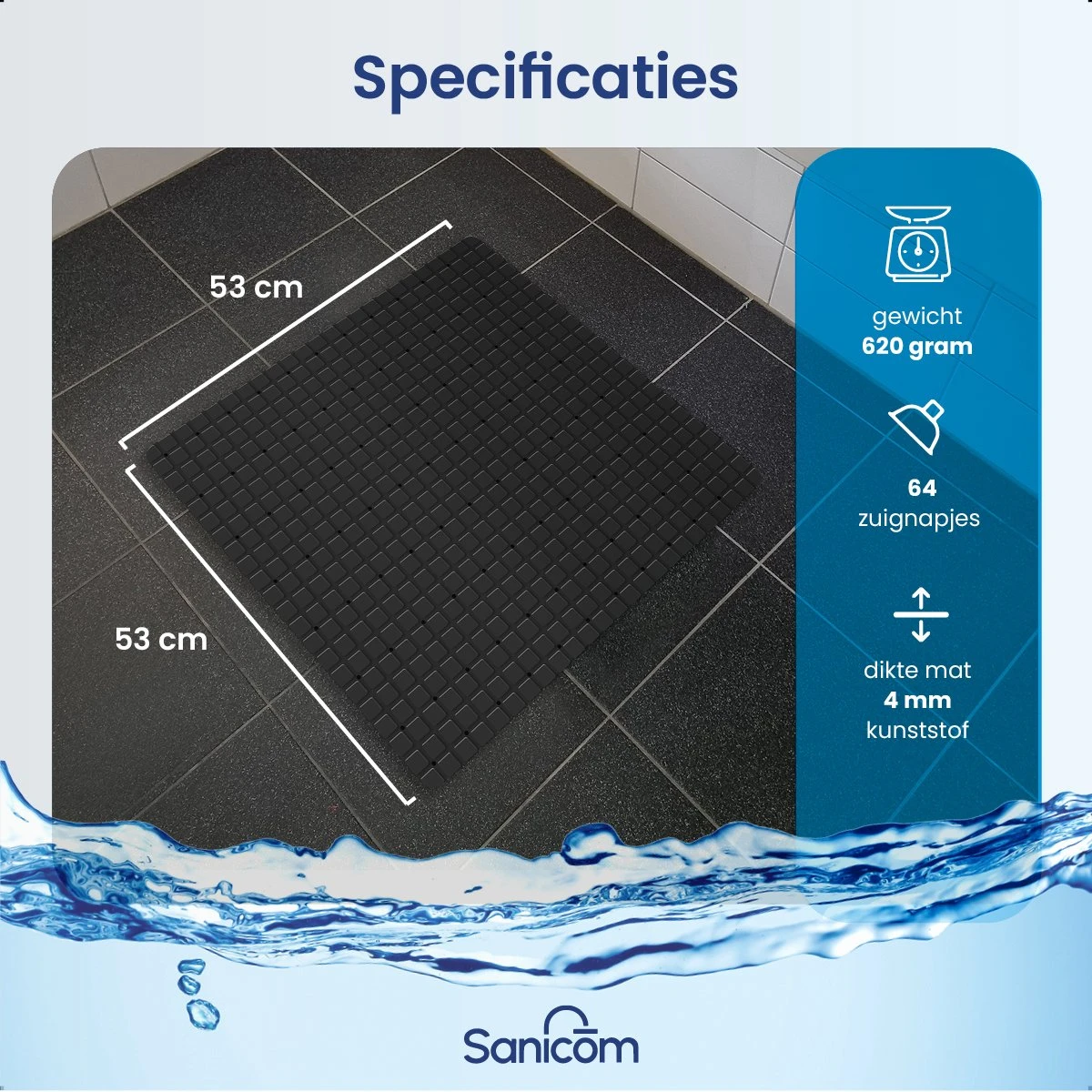 Merkloos Douchemat - Antislip Mat - Antislipmat Douche - Badmat - Schimmelbestendig - Met Zuignappen - Wasbaar - Zwart 4 Merkloos Douchemat - Antislip Mat - Antislipmat Douche - Badmat - Schimmelbestendig - Met Zuignappen - Wasbaar - Zwart - Afbeelding 2