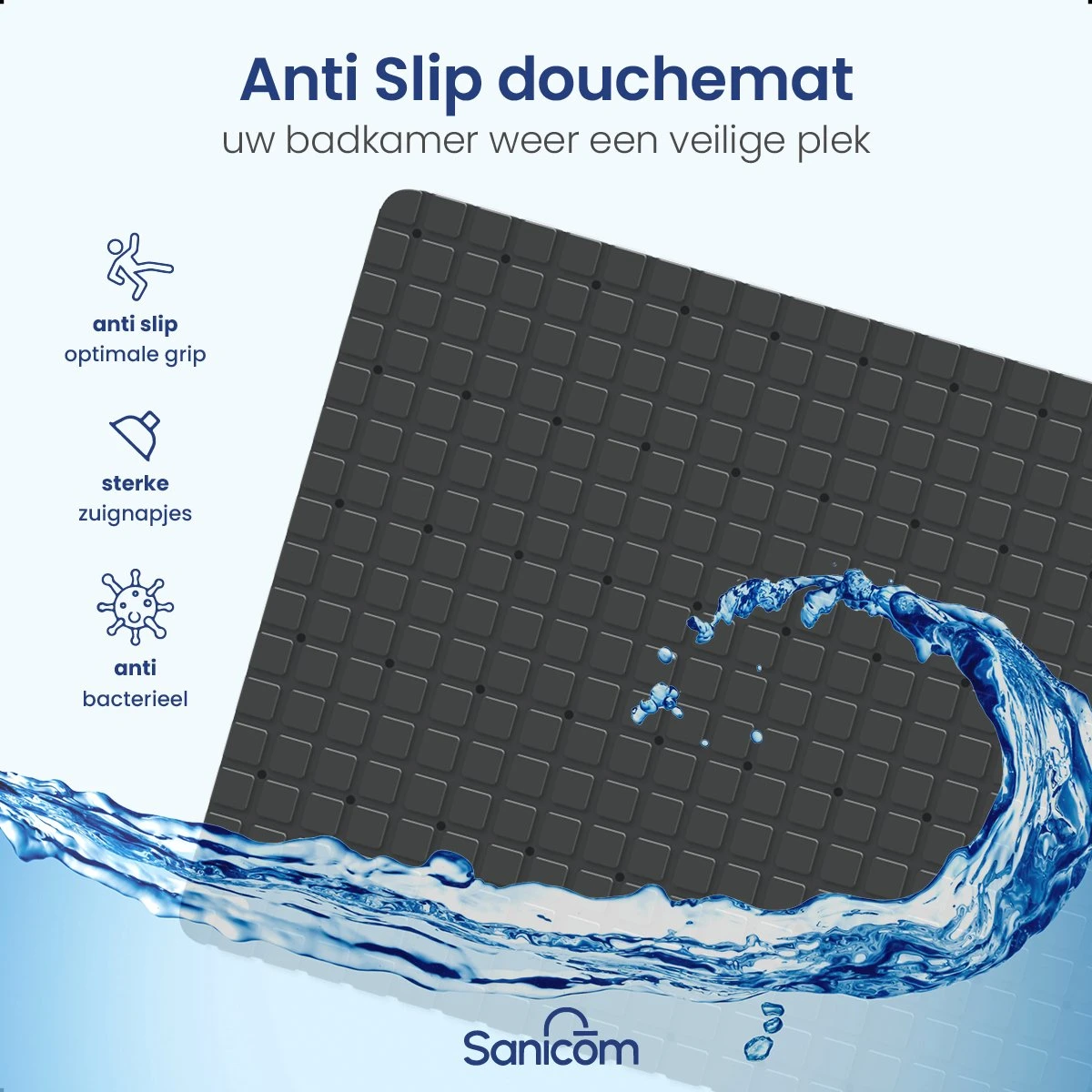 Merkloos Douchemat - Antislip Mat - Antislipmat Douche - Badmat - Schimmelbestendig - Met Zuignappen - Wasbaar - Zwart 10 Merkloos Douchemat - Antislip Mat - Antislipmat Douche - Badmat - Schimmelbestendig - Met Zuignappen - Wasbaar - Zwart - Afbeelding 8