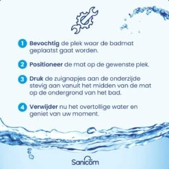 Merkloos Badmat Antislip - Douchemat - Antislipmat Bad - Antislipmat Douche - Schimmelbestendig - Met Zuignappen - Wasbaar - Wit -Badkamer Wijs 1200x1200 4346