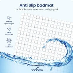 Merkloos Badmat Antislip - Douchemat - Antislipmat Bad - Antislipmat Douche - Schimmelbestendig - Met Zuignappen - Wasbaar - Wit -Badkamer Wijs 1200x1200 4347