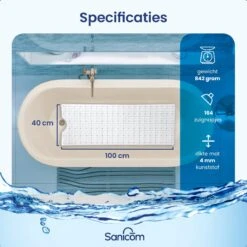 Merkloos Badmat Antislip - Douchemat - Antislipmat Bad - Antislipmat Douche - Schimmelbestendig - Met Zuignappen - Wasbaar - Wit -Badkamer Wijs 1200x1200 4348