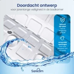 Merkloos Badmat Antislip - Douchemat - Antislipmat Bad - Antislipmat Douche - Schimmelbestendig - Met Zuignappen - Wasbaar - Wit -Badkamer Wijs 1200x1200 4350