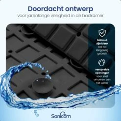 Merkloos Douchemat - Badmat Antislip - Antislipmat Douche - Antislipmat Bad - ​​Schimmelbestendig - Met Zuignappen - Wasbaar - Zwart -Badkamer Wijs 1200x1200 4366