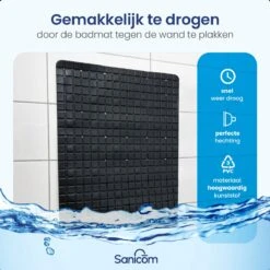 Merkloos Douchemat - Badmat Antislip - Antislipmat Douche - Antislipmat Bad - ​​Schimmelbestendig - Met Zuignappen - Wasbaar - Zwart -Badkamer Wijs 1200x1200 4368