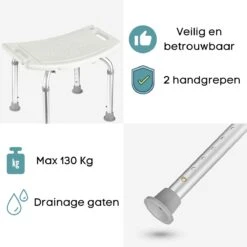 Life&Home Douchekruk - Wandbeugel Bijgeleverd - Douchestoel - 6 Hoogtes - Max 130 Kg - Handgrepen 11 Life&Home Douchekruk - Wandbeugel Bijgeleverd - Douchestoel - 6 Hoogtes - Max 130 Kg - Handgrepen -Badkamer Wijs 1200x1200 4387