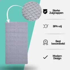 The Original - Douchemat Antislip - Grijs - 70x40cm - Antislipmat Badmat Voor Bad & Douche - Anti Slip Mat Met Zuignappen -Badkamer Wijs 1200x1200 4413