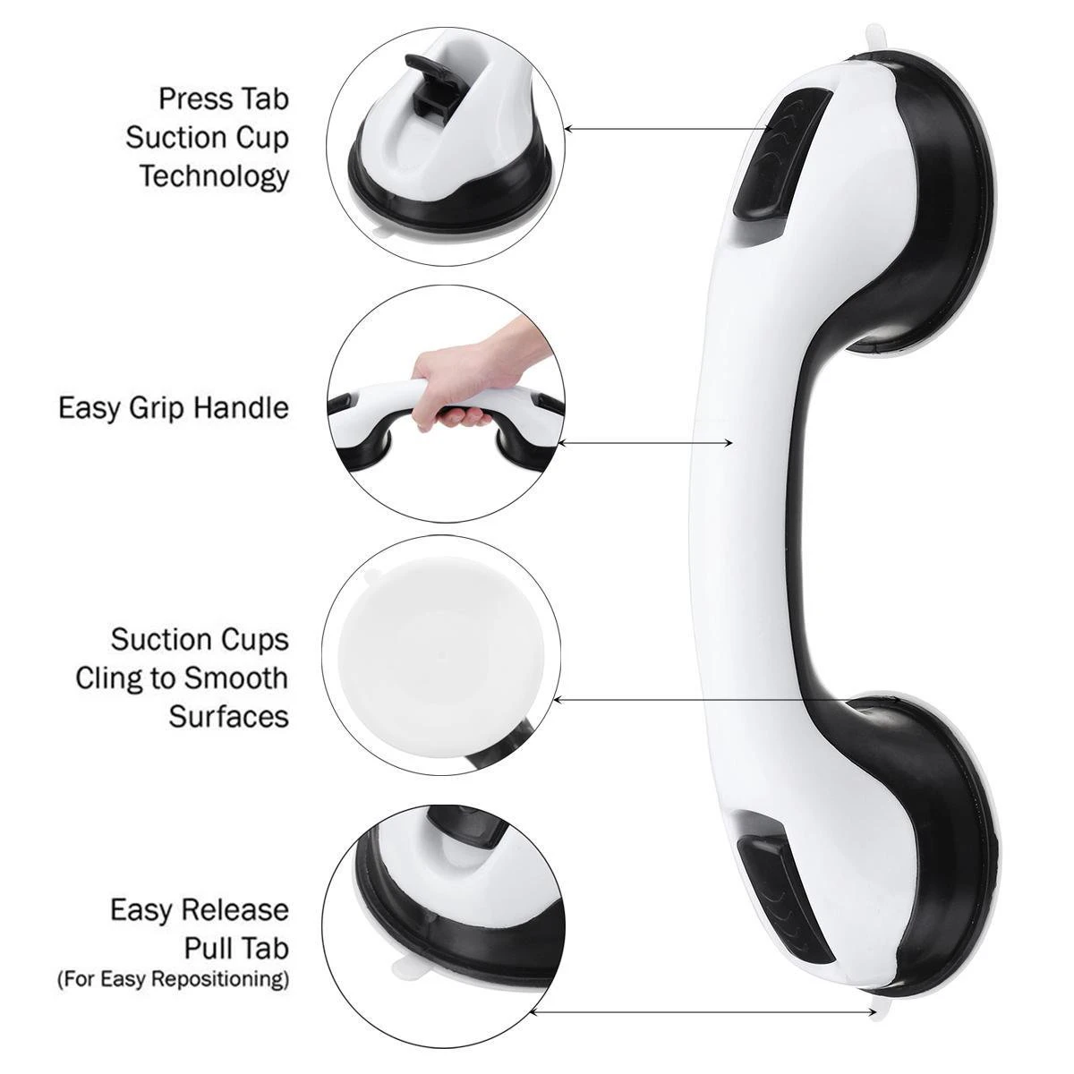Merkloos 2x Anti Slip Zuig Handvat - Zuignap Handgreep Badkamer/Toilet - Badkamer Veiligheidsgreep - Handgreep Met Zuignappen - Badgreep - Krachtig En Verplaatsbaar - Trekvermogen Tot 50KG - 30cm 7 Merkloos 2x Anti Slip Zuig Handvat - Zuignap Handgreep Badkamer/Toilet - Badkamer Veiligheidsgreep - Handgreep Met Zuignappen - Badgreep - Krachtig En Verplaatsbaar - Trekvermogen Tot 50KG - 30cm - Afbeelding 5
