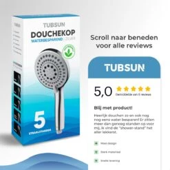 TUBSUN Waterbesparende Douchekop - Handdouche - Regendouche - 50% Waterbesparend - 5 Sproeistanden 20 TUBSUN Waterbesparende Douchekop - Handdouche - Regendouche - 50% Waterbesparend - 5 Sproeistanden -Badkamer Wijs 1200x1200 449
