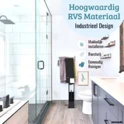Mmoods Toiletbutler Zwart - WC Borstel Met Toiletrolhouder Vrijstaand - Toiletborstel Siliconen Industrieel Design Mmoods - Reserverolhouder Zonder Boren Staand Met Plankje RVS 15 Mmoods Toiletbutler Zwart - WC Borstel Met Toiletrolhouder Vrijstaand - Toiletborstel Siliconen Industrieel Design Mmoods - Reserverolhouder Zonder Boren Staand Met Plankje RVS -Badkamer Wijs 1200x1200 457