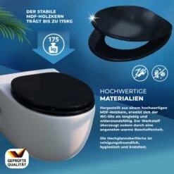 Casaria Wc-bril Met Deksel Sluitingsmechanisme Toiletzitting MDF Zwart -Badkamer Wijs 1200x1200 4612