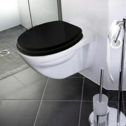 Casaria Wc-bril Met Deksel Sluitingsmechanisme Toiletzitting MDF Zwart -Badkamer Wijs 1200x1200 4614