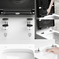 Kamyra® Antibacteriële Toiletbril Met Verkleiner & Softclose - Voor Volwassenen/Kinderen - Toiletbrillen, WC Bril, Brillen, Toiletzitting - D-Vorm - 45.4x36.1 Cm - Zwart -Badkamer Wijs 1200x1200 4636