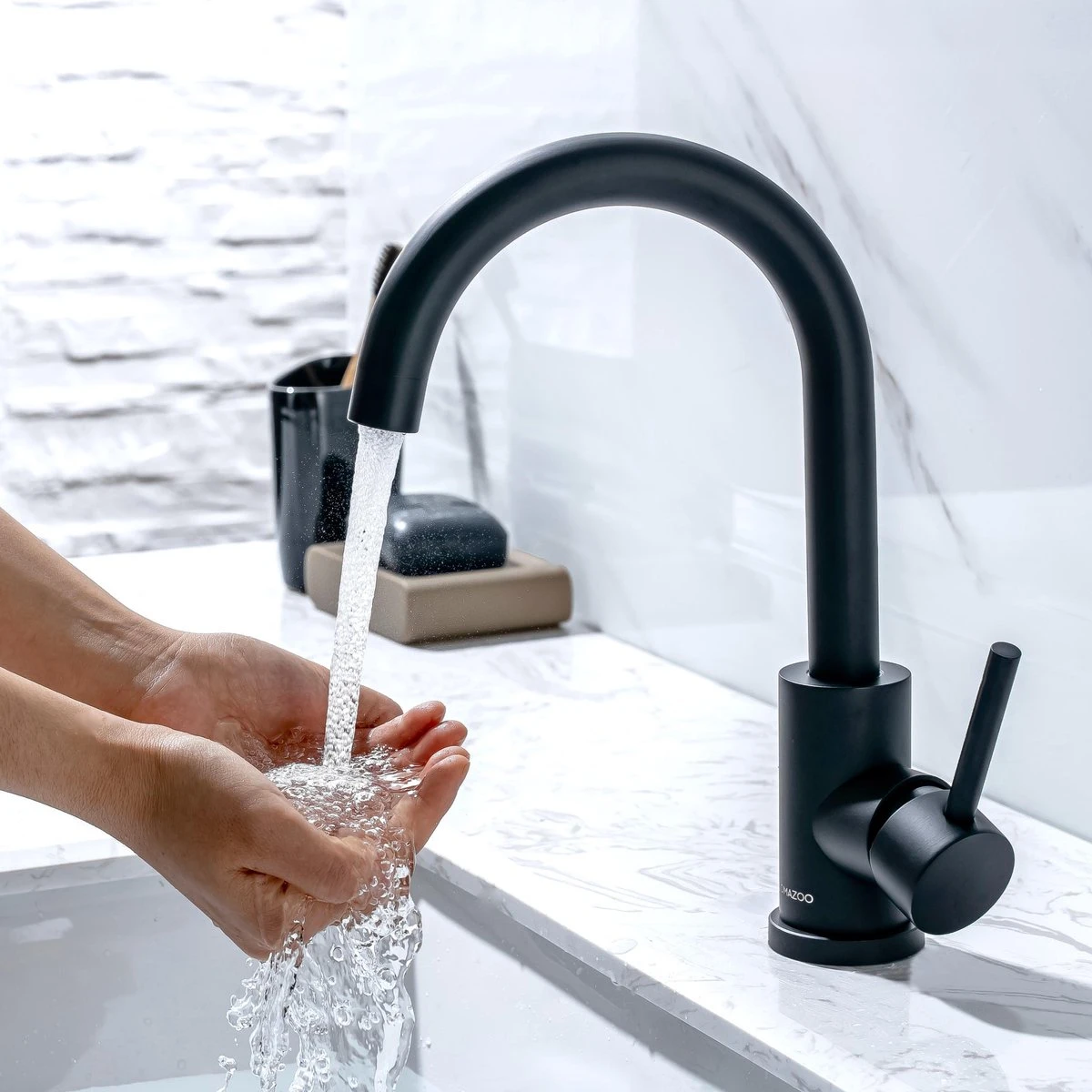 LOMAZOO Wastafelkraan Zwart Hoog Juno - Zwarte Wastafelkraan - Badkamerkraan Zwart - Zwarte Badkamerkraan 4 LOMAZOO Wastafelkraan Zwart Hoog Juno - Zwarte Wastafelkraan - Badkamerkraan Zwart - Zwarte Badkamerkraan - Afbeelding 2