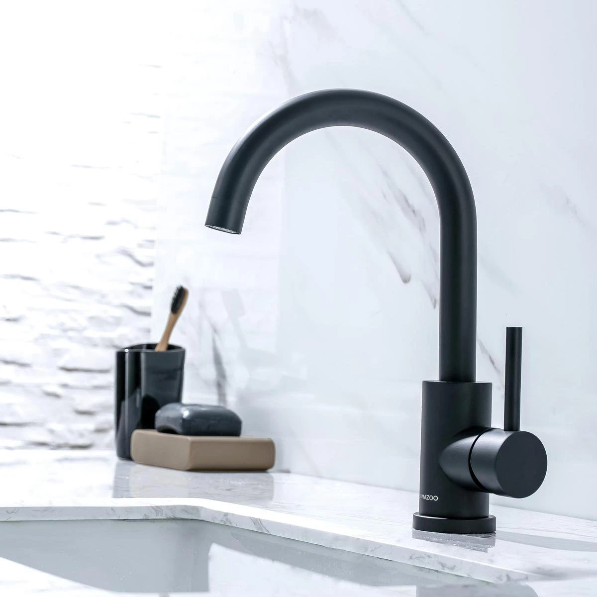 LOMAZOO Wastafelkraan Zwart Hoog Juno - Zwarte Wastafelkraan - Badkamerkraan Zwart - Zwarte Badkamerkraan 5 LOMAZOO Wastafelkraan Zwart Hoog Juno - Zwarte Wastafelkraan - Badkamerkraan Zwart - Zwarte Badkamerkraan - Afbeelding 3