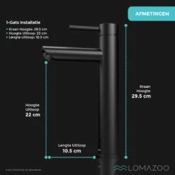 LOMAZOO Wastafelkraan Zwart Ceres - Badkamerkraan - Wastafel Kraan - Mengkraan Wastafel - Hoge Uitloop 19 LOMAZOO Wastafelkraan Zwart Ceres - Badkamerkraan - Wastafel Kraan - Mengkraan Wastafel - Hoge Uitloop -Badkamer Wijs 1200x1200 4662