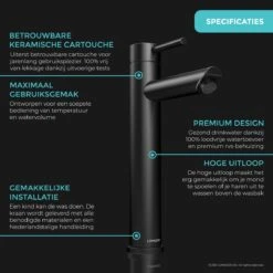 LOMAZOO Wastafelkraan Zwart Ceres - Badkamerkraan - Wastafel Kraan - Mengkraan Wastafel - Hoge Uitloop 20 LOMAZOO Wastafelkraan Zwart Ceres - Badkamerkraan - Wastafel Kraan - Mengkraan Wastafel - Hoge Uitloop -Badkamer Wijs 1200x1200 4663