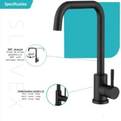 Croom Keukenkraan - Zwart - Wastafelkraan - Inclusief Aansluitmateriaal - Zwarte Kraan -Badkamer Wijs 1200x1200 4667