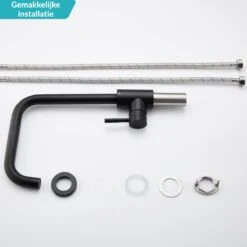 Croom Keukenkraan - Zwart - Wastafelkraan - Inclusief Aansluitmateriaal - Zwarte Kraan -Badkamer Wijs 1200x1200 4668