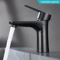 Croom Stytex - Wastafelkraan - Zwart - Badkamerkraan - Waterbesparend -Badkamer Wijs 1200x1200 4694