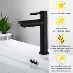 Stylumo Zwarte Toiletkraan – Fonteinkraan Zwart – Koudwaterkraan – WC Kraan – Badkamermeubel Kraan Alleen Koud Water -Badkamer Wijs 1200x1200 4726